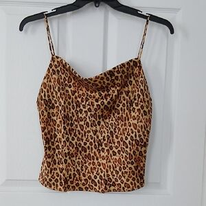 Leopard Print Cowl Neck Camisole